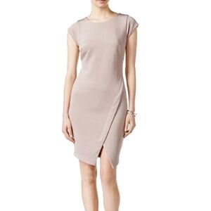 Bar III Women's XL Sheath Dress Midi Ribbed Envelope sphynx Beige